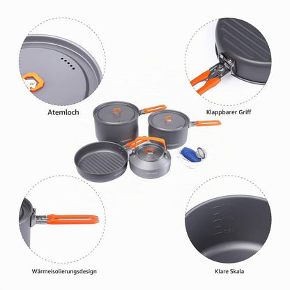 Camping Kochset 12-teilig – Leicht & Robust für 3-4 Personen