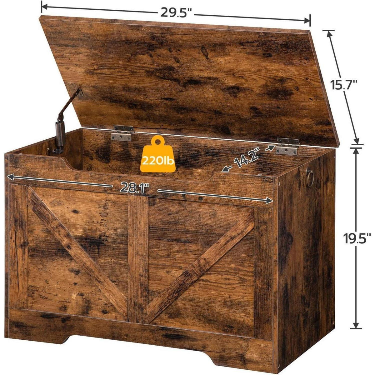Truhe mit Stauraum & Sitzbank, Dunkelbraun 75cm