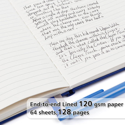 Liniertes Notizbuch-Set mit Stiften – A5 Tagebuch Marineblau