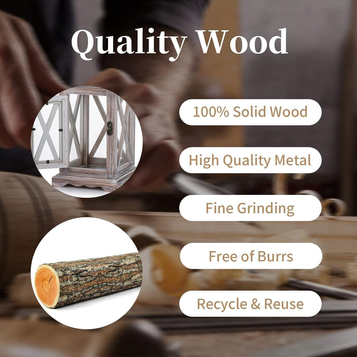 Holz Metall Laterne 48cm Rustikal Bauernhaus Windlicht Hängend Antik Beige