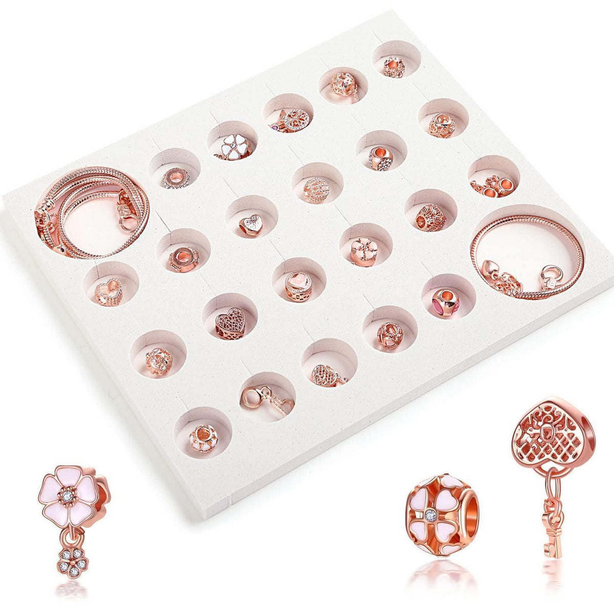 Adventskalender Schmuck Charms Roségold – 24teilig mit Ketten