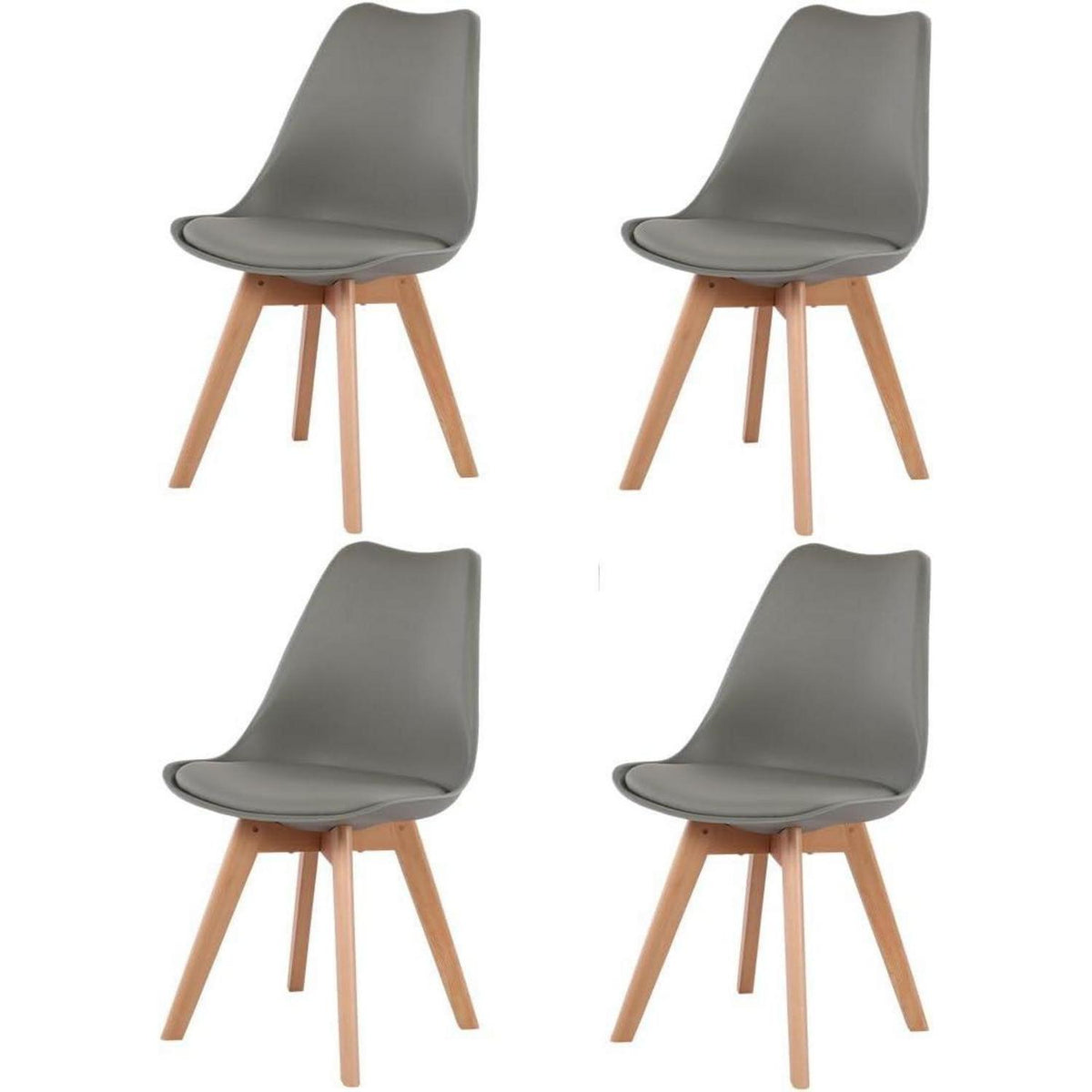 Runder Esstisch mit 4 Stühlen – Nordisches Design Schwarz/Grau