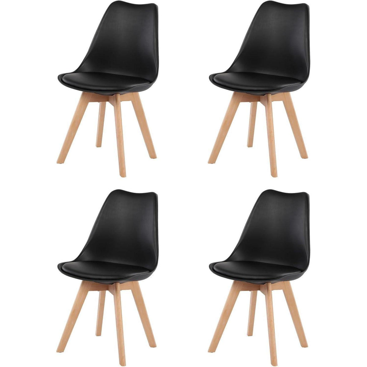 Nordisches Esstisch-Set mit 4 Stühlen – Weiß & Schwarz