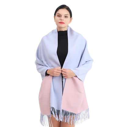 Damen Schal kuschelweich Karo Rosa Blau Elegant Komfortabel