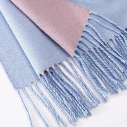 Damen Schal kuschelweich Karo Rosa Blau Elegant Komfortabel