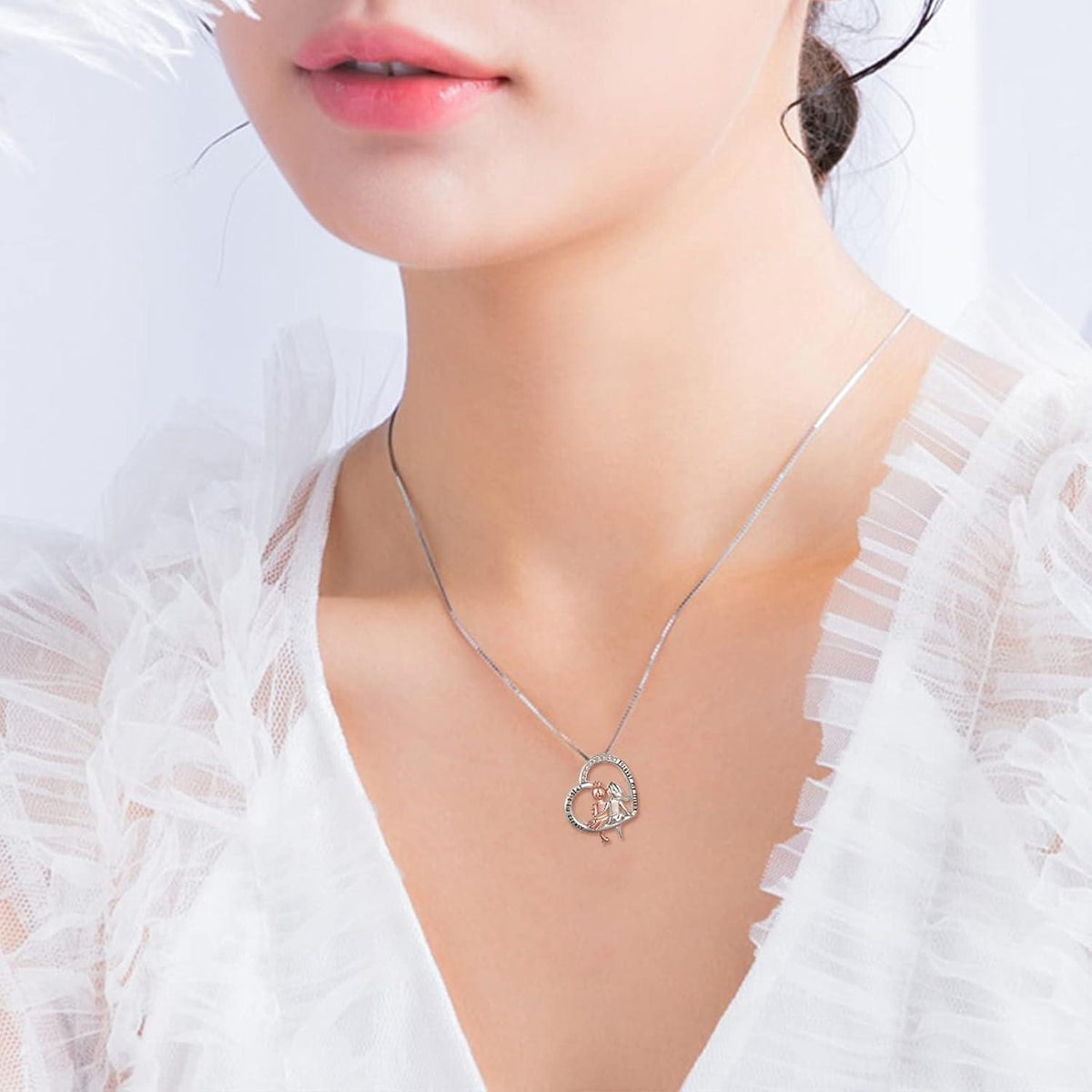 Schwestern Halskette Sterling Silber Infinity Herz Kristall