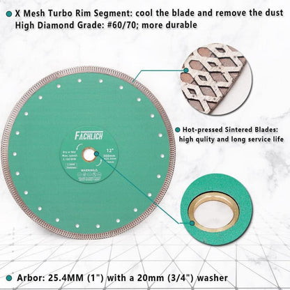 Diamant Trennscheibe 300mm Turbo Mesh für Keramik, Granit