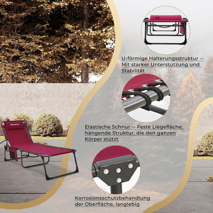 Campingliege Sonnenliege Gartenliege Klappbett verstellbar Kopfkissen