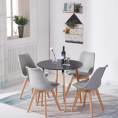 Runder Esstisch Set Schwarz Grau | Skandinavisch Holz 80cm