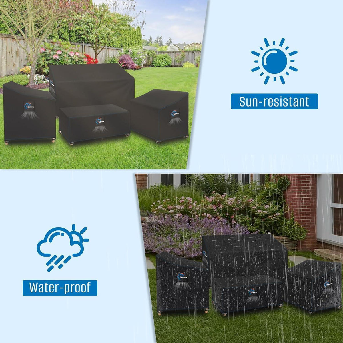 Gartenmöbel Abdeckung 4-teilig – Winterfest & Wasserdicht