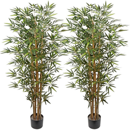 Künstlicher Bambusbaum 152.4cm mit Echtholzstamm, 2 Stück