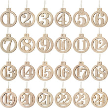 Adventskalender Zahlen Holzanhänger Weihnachtsanhänger 1-24