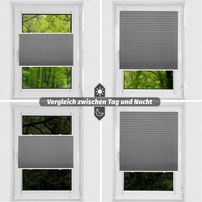 Verdunkelndes Plissee ohne Bohren Klemmfix Grau 85x230 cm Thermo Sichtschutz