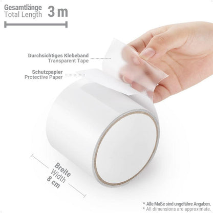 Zelt Reparaturband wasserdicht 3M x 8CM transparent