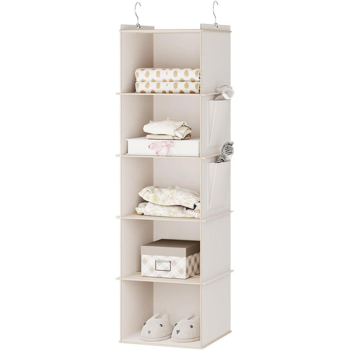 Hängeregal mit 5 Fächern, verstärkt, beige