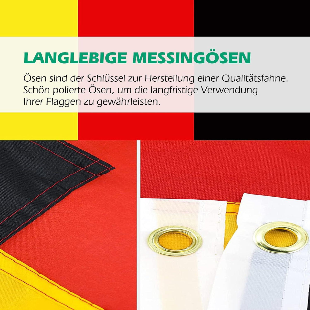 Deutsche Flagge 90 * 150cm mit Metallösen & hochwertigen Stoffen