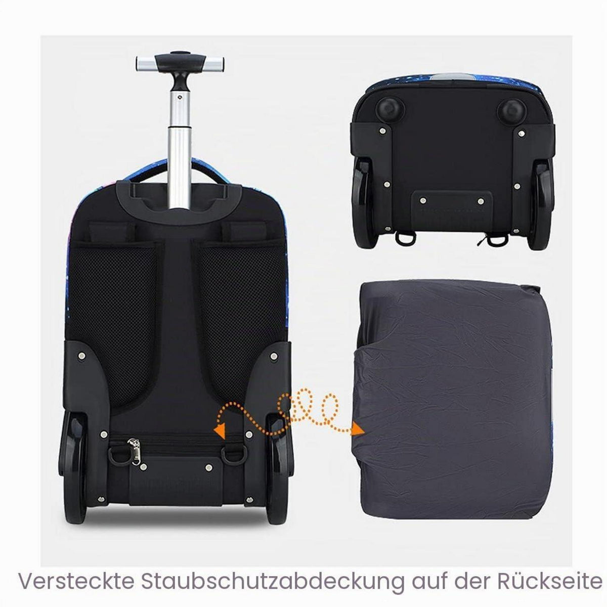 Schulrucksack mit Rädern für Kinder – Großer Stauraum & Trolley