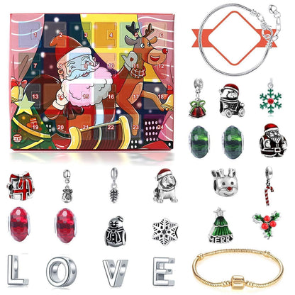 Adventskalender Schmuck Mädchen 2026 – 2 Armbänder & 22 Anhänger