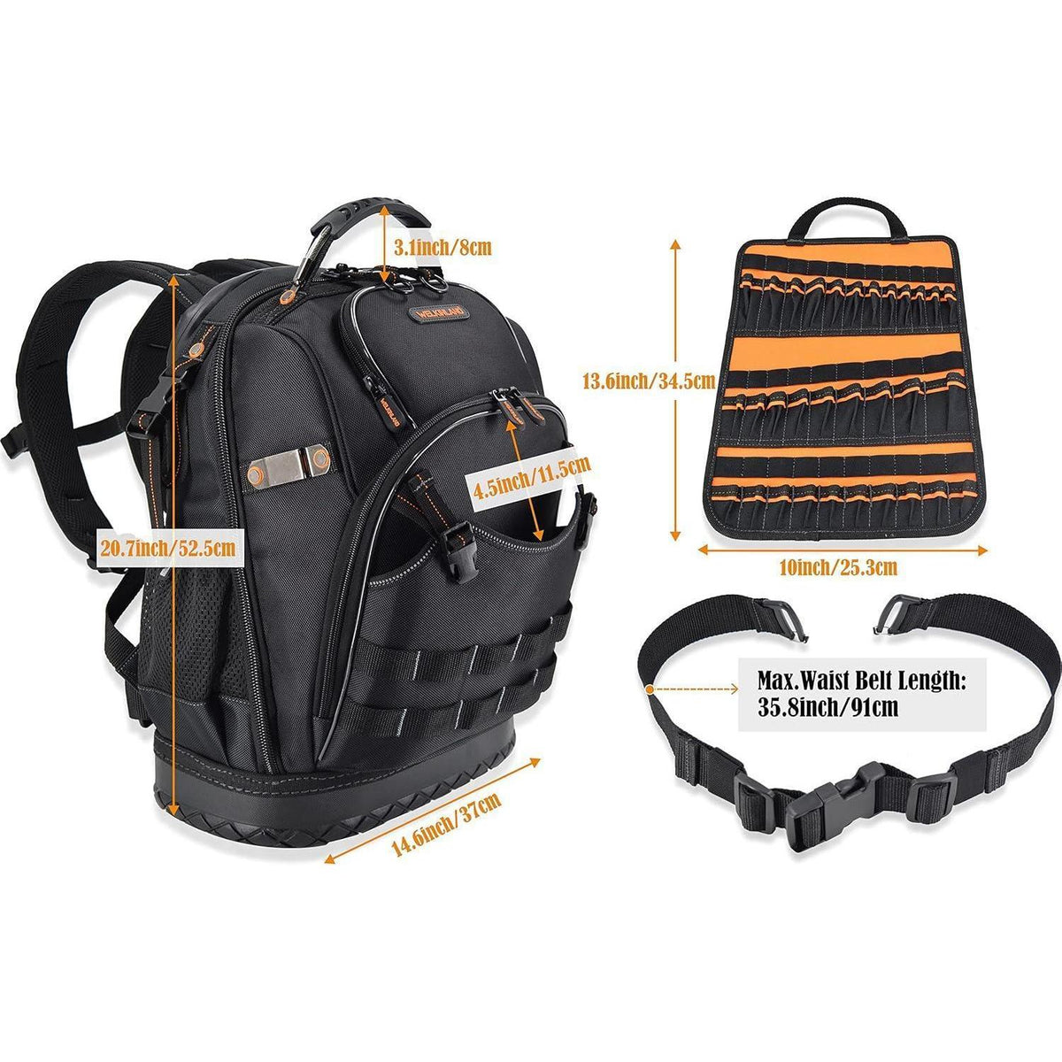 Werkzeugrucksack Herren 77 Taschen robust & wasserdicht
