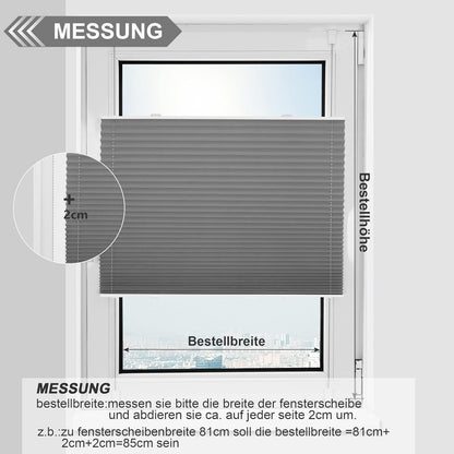 Verdunkelndes Plissee ohne Bohren Grau 45x140 cm Klemmfix Thermo