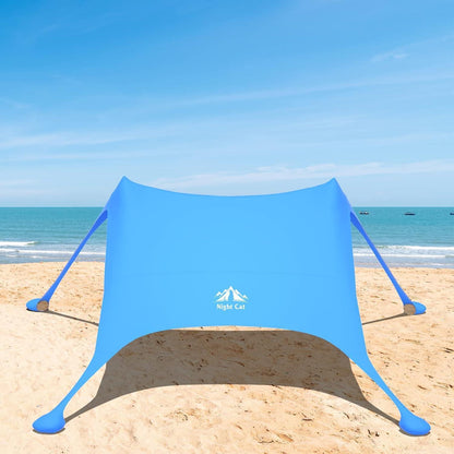Strandzelt Lycra Sonnenschutz UPF 50+ mit Sandsack Anker Blau