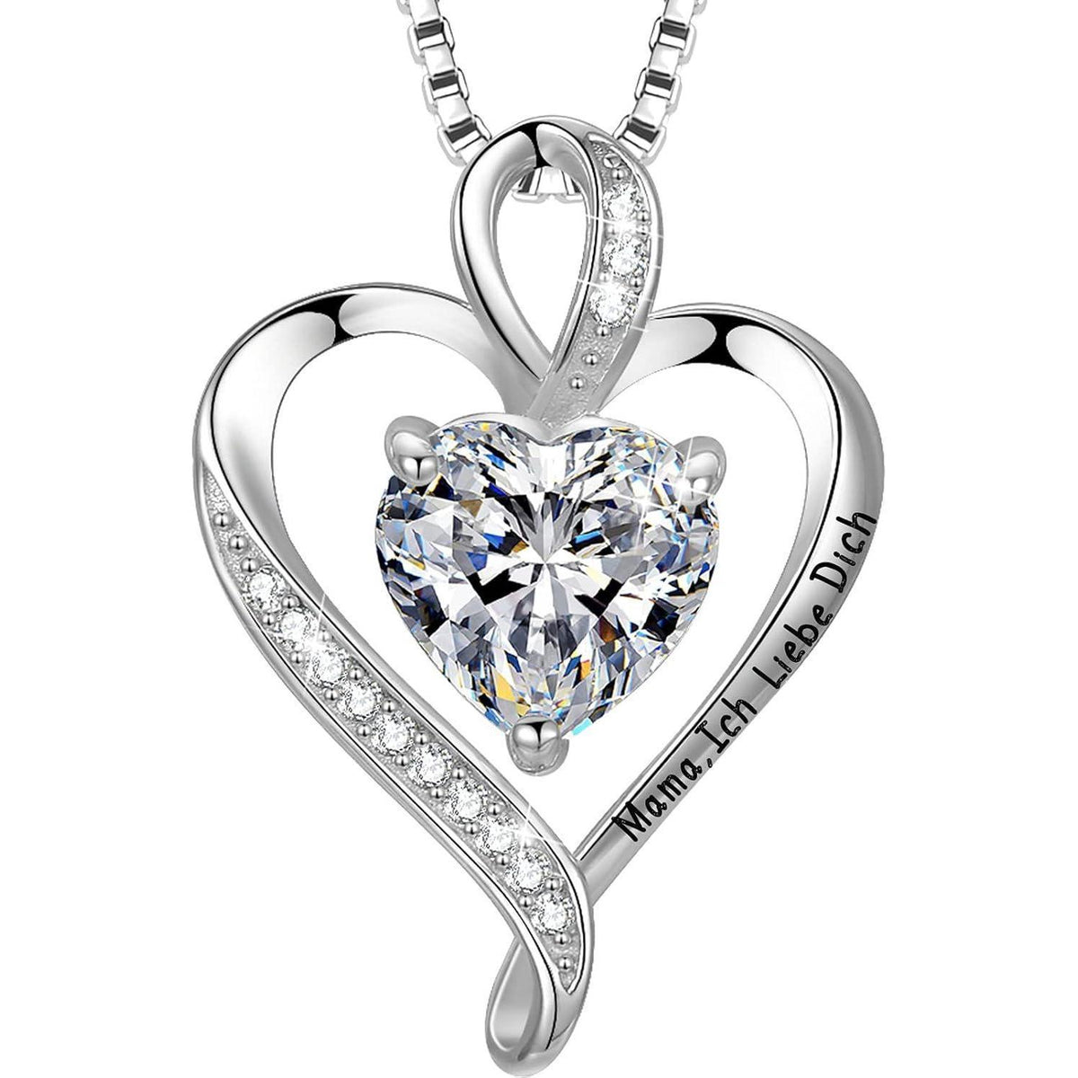 Silber Herz Kette Damen "Ich liebe dich" Gravur