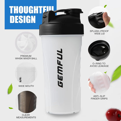 Protein Shaker 750 ml BPA frei mit Kugel 2er Pack
