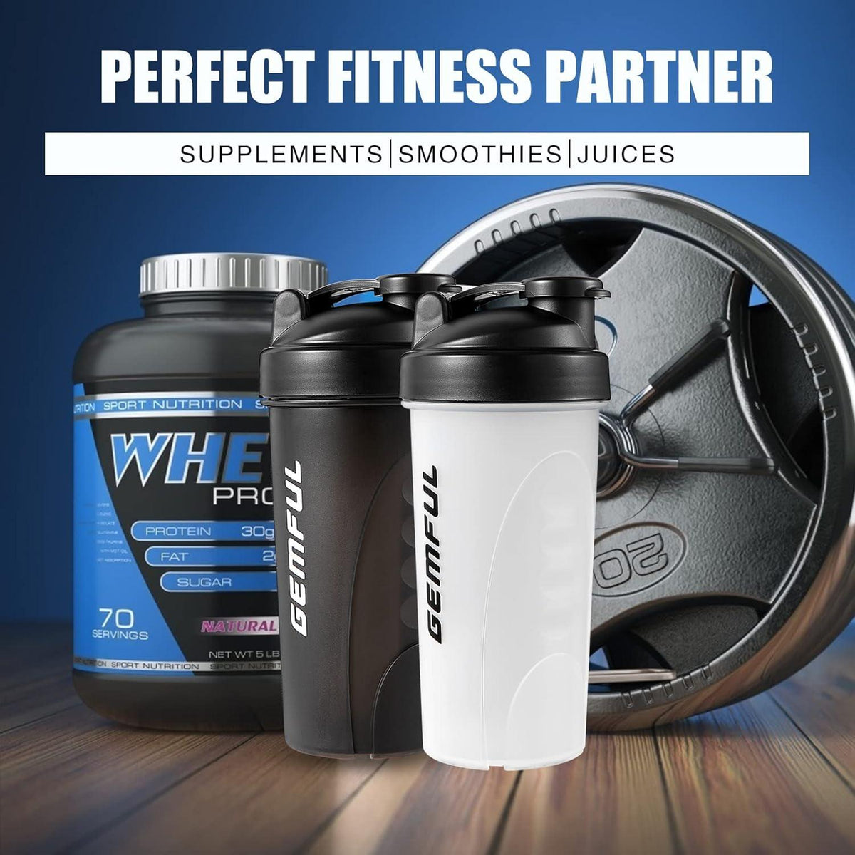 Shaker Proteinshake BPA Frei mit Kugel 750 ml 2er Pack