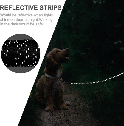 Joytale Reflektierende Schleppleine 10m Schwarz Gepolsterter Griff 2 Karabiner