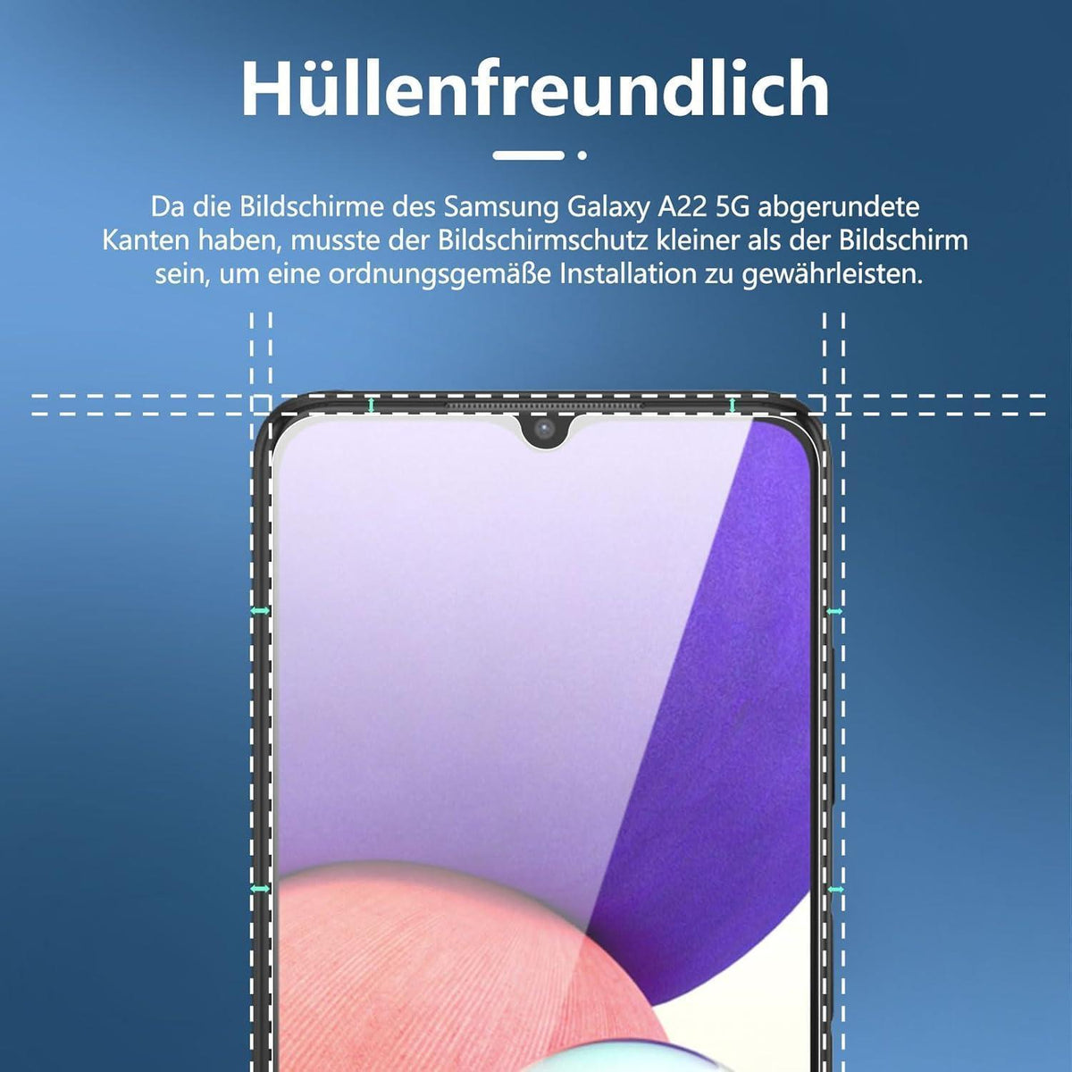 Hartglas Displayschutzfolie für Samsung Galaxy A22 5G