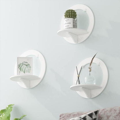 Rundes Wandregal Set 3 Weiß PVC Dekorativ