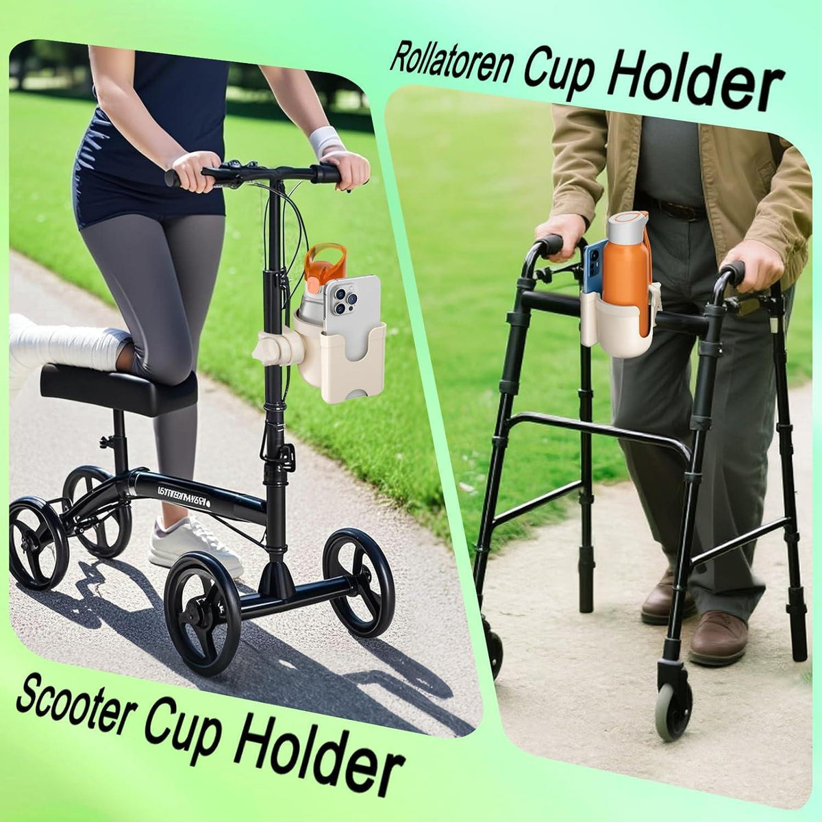 Getränkehalter Rollator & Rollstuhl mit Handyhalterung
