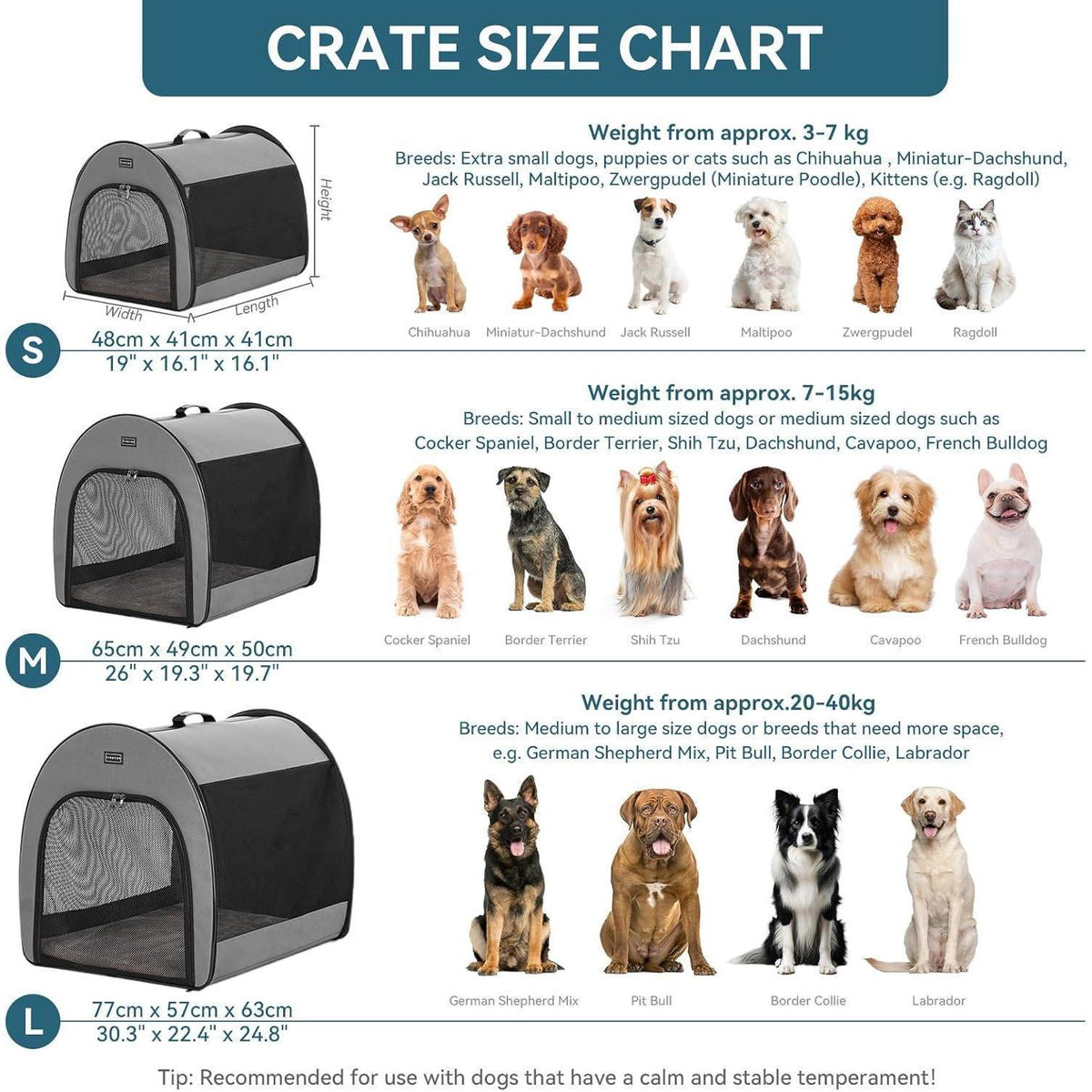 Tragbare Hundebox Grau – Weiche Reisebox für Hunde & Katzen