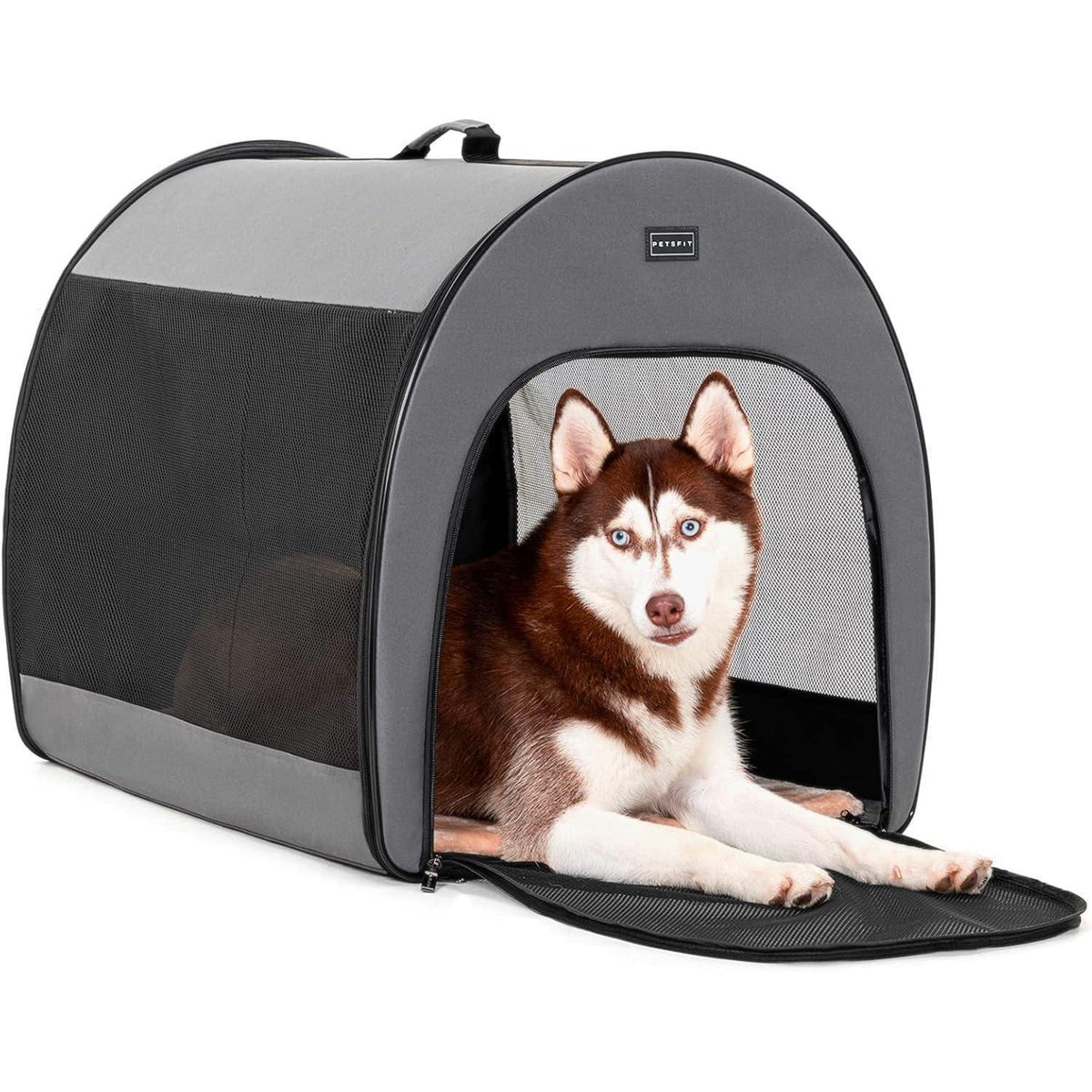 Tragbare Hundebox Grau – Weiche Reisebox für Hunde & Katzen