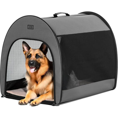 Tragbare Hundebox Grau – Weiche Reisebox für Hunde & Katzen