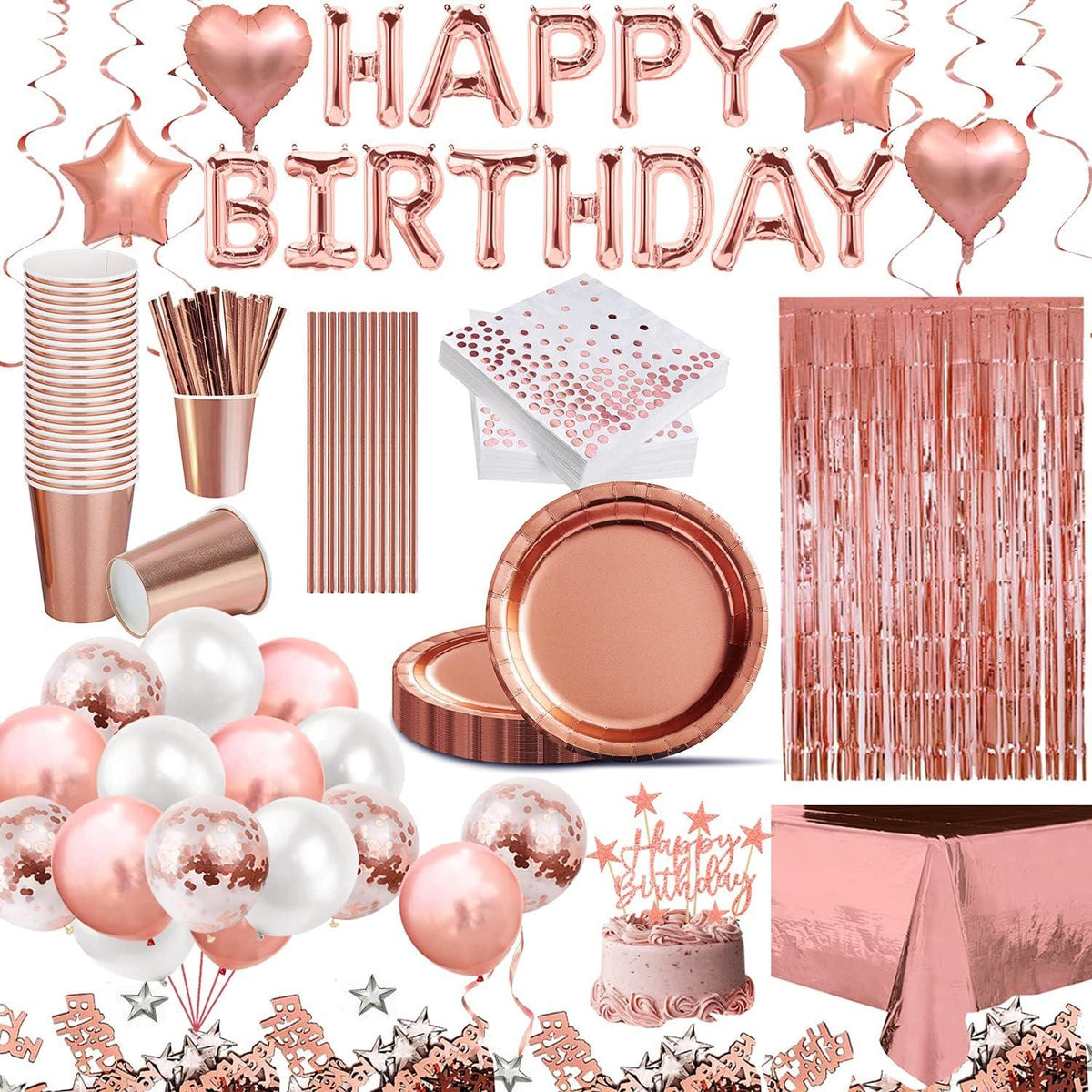 Rosegold Partydeko Set für 30 Personen