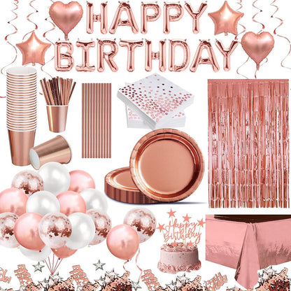 Rosegold Partydeko Set für 30 Personen
