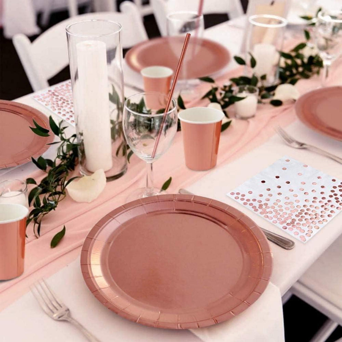Rosegold Partydeko Set für 30 Personen