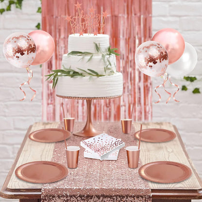 Partydeko Set Rosegold Happy Birthday für 30 Personen