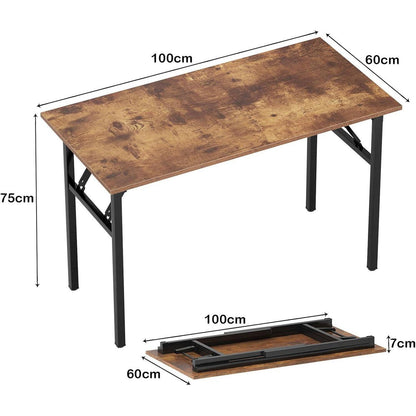 Klapptisch 100x60cm Retro/Schwarz - Moderner Schreibtisch für Home Office