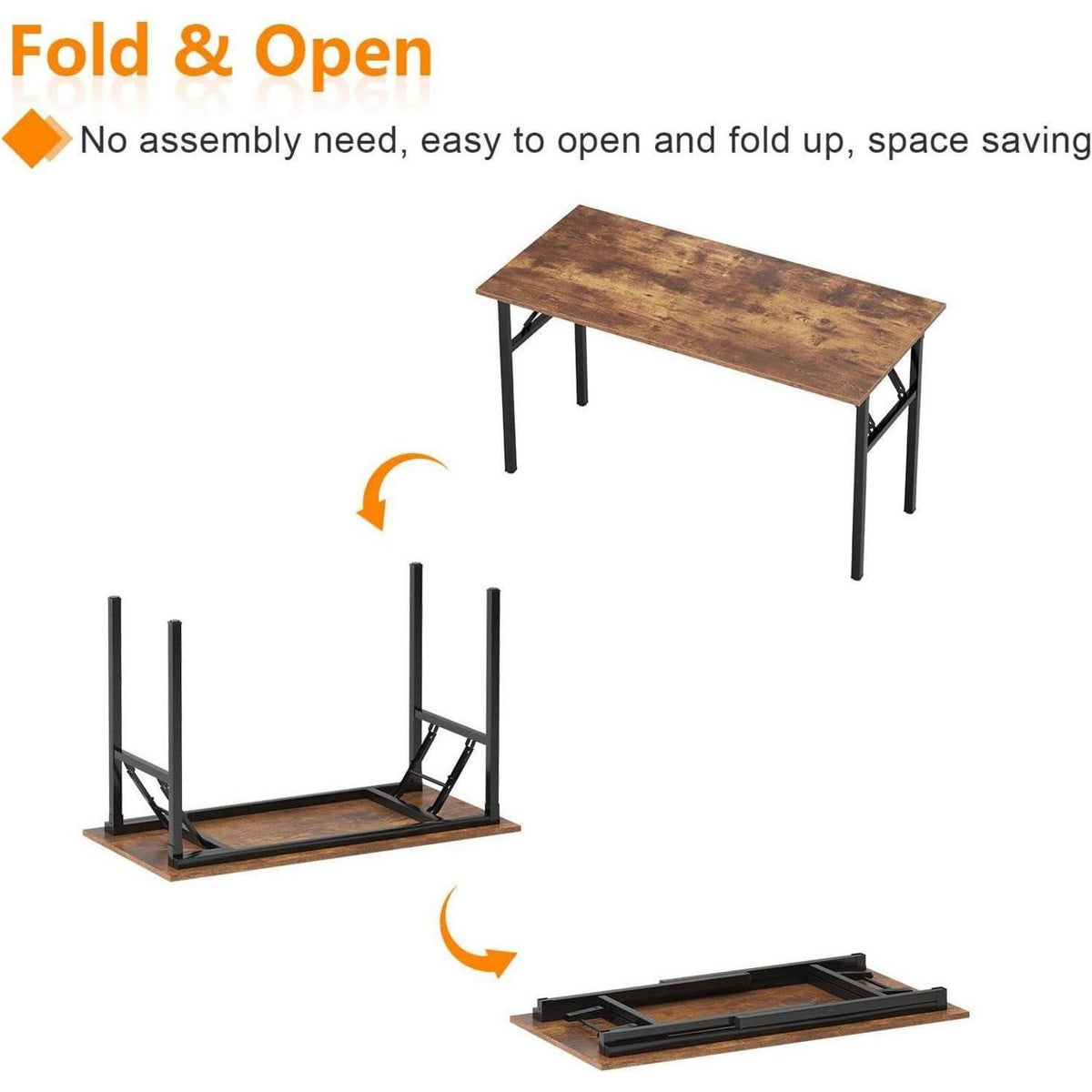 Klapptisch 100x60cm Retro/Schwarz - Moderner Schreibtisch für Home Office