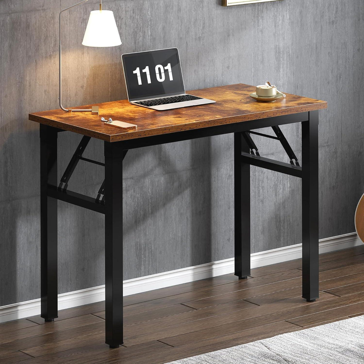 Klapptisch 80x40 cm, kein Aufbau, Home Office Schreibtisch Grau/Schwarz