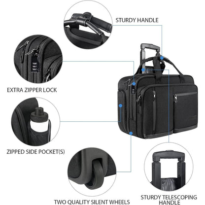 VANKEAN 17.3'' Laptoptasche wasserdicht mit Rollen und