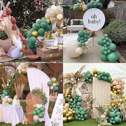 Luftballon Girlande Set Avocado Grün Weiß Gold 102 Stück
