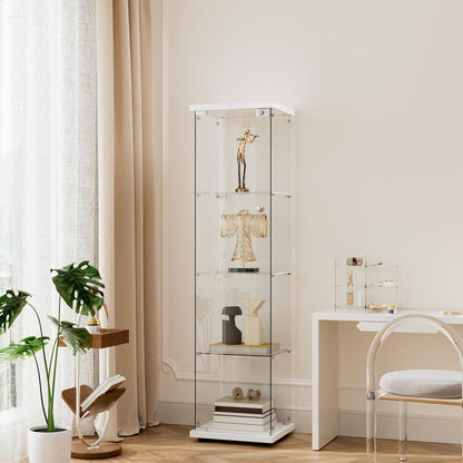 Standvitrine Weiß mit 4 Böden – Glasvitrine für Sammlerstücke