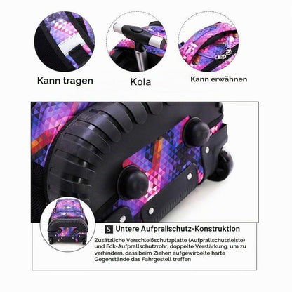 Trolley Rucksack für Schüler – Multifunktionaler Schulrucksack Rot