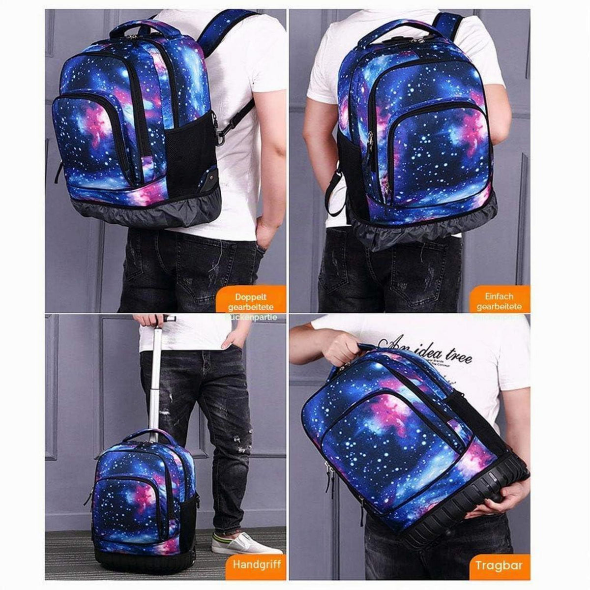 Trolley Rucksack für Schüler – Multifunktionaler Schulrucksack Grün