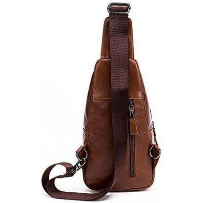 Echte Leder Brusttasche Herren Schultertasche Rucksack Braun