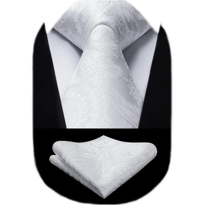 Herren Krawatten & Einstecktuch Set Paisley Einfarbig für Hochzeit