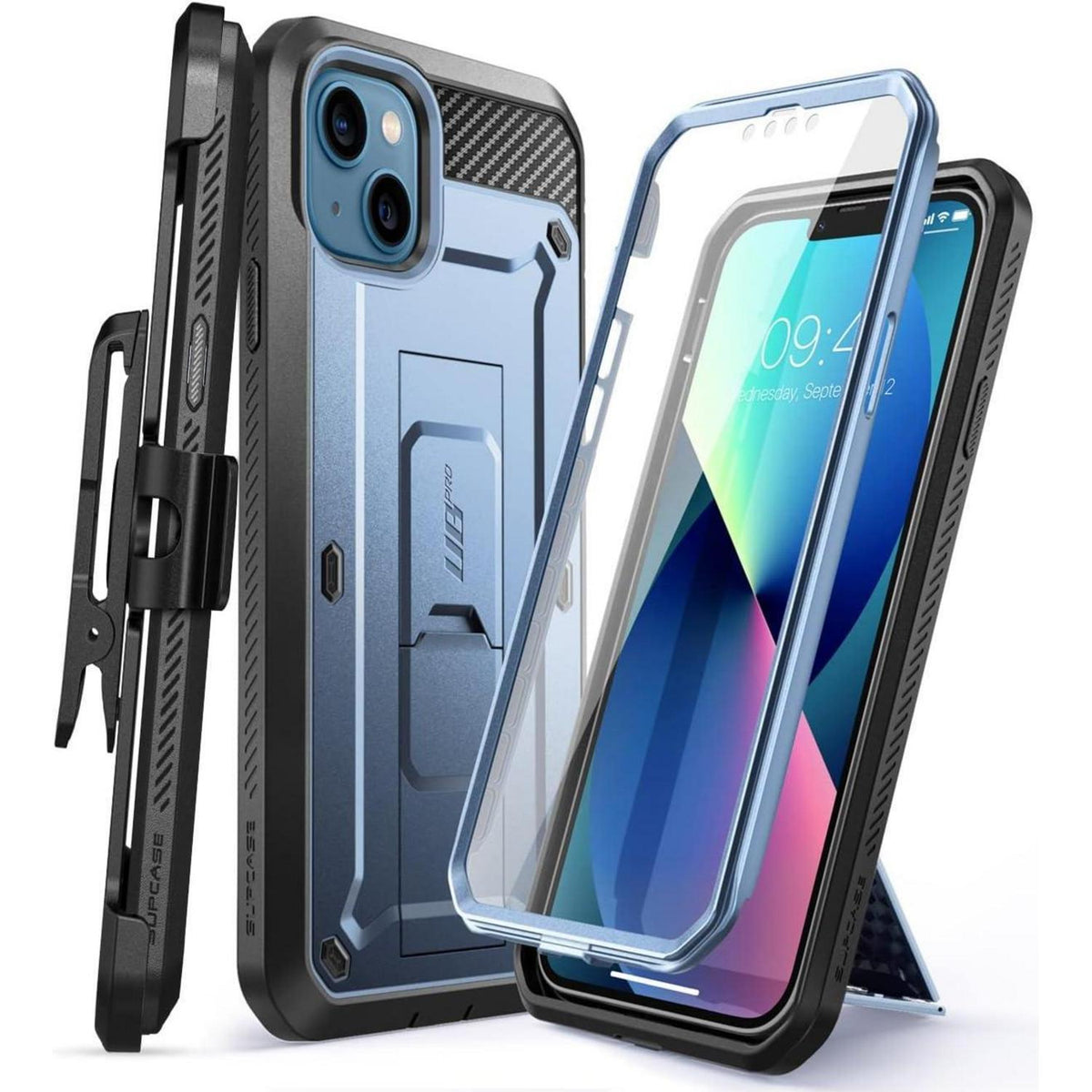 Schutzhülle iPhone 13 6,1 Zoll Ganzkörper Rugged Holster Blau